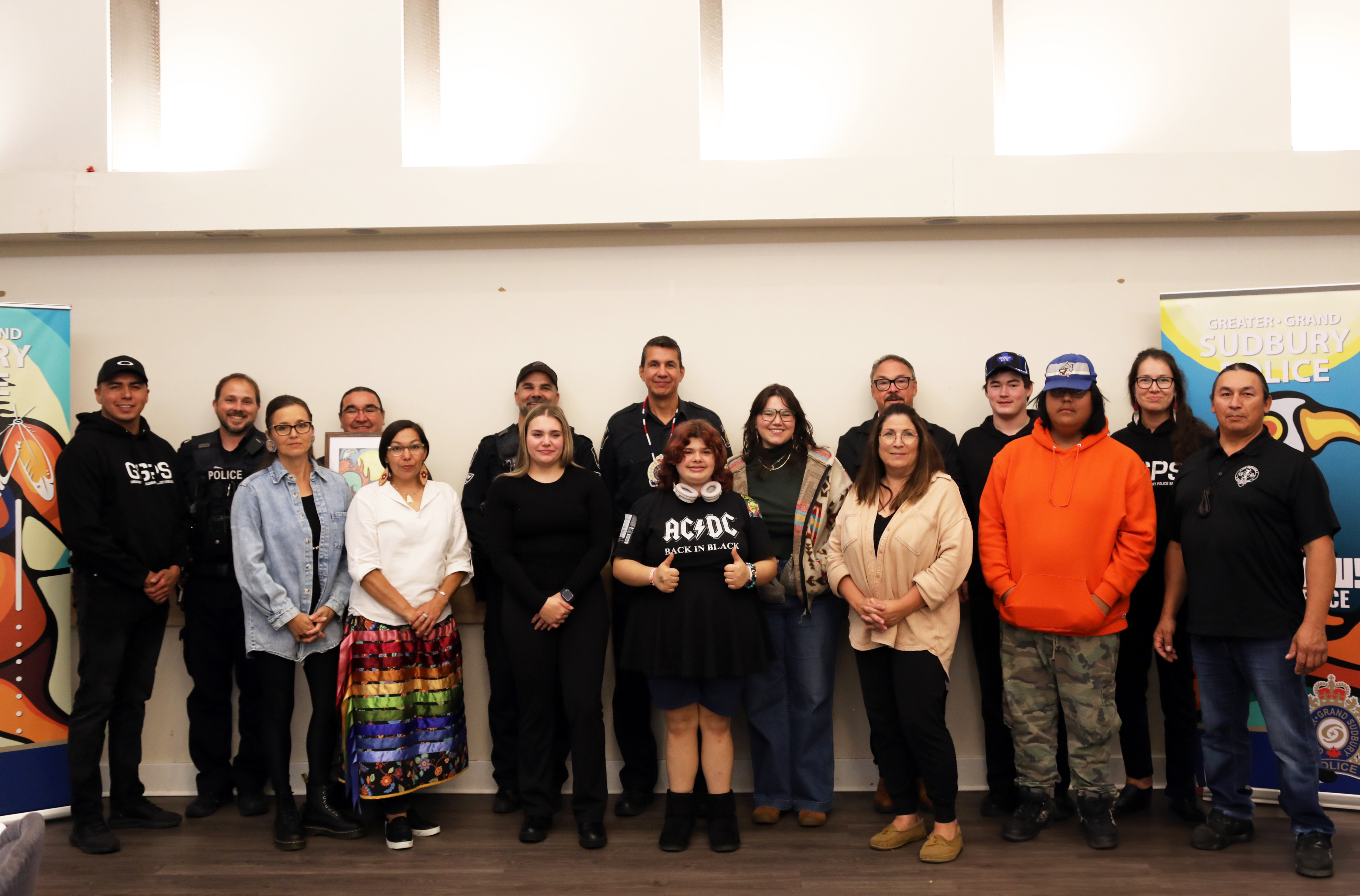 police youth and child welfare services group of people at Moose Hunt ceremony
