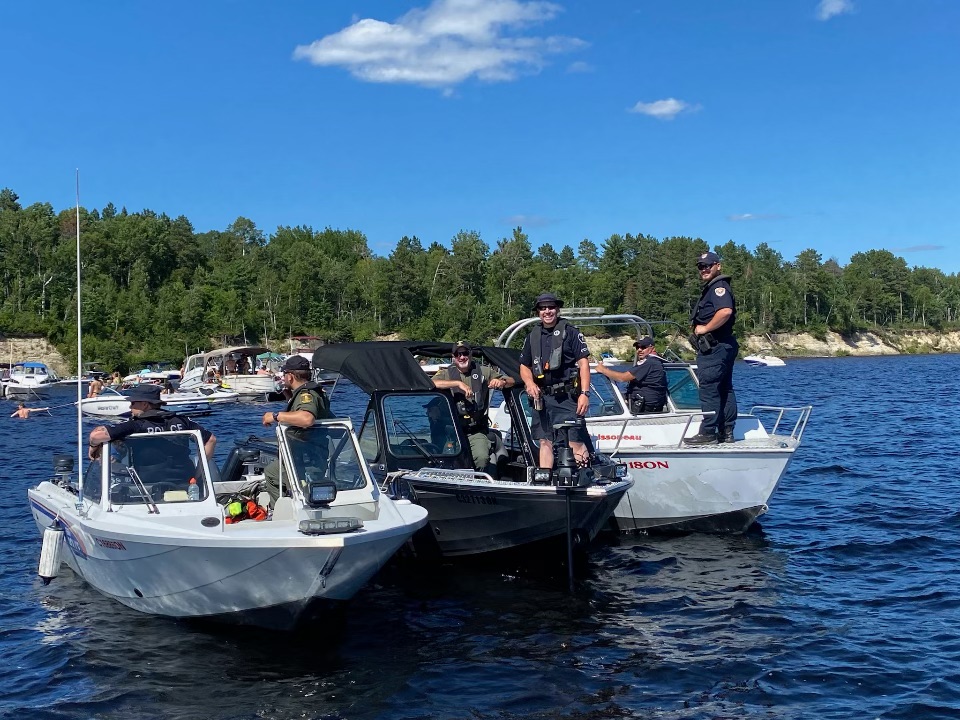 GSPS Marine Officers Police officers in boats on the lake