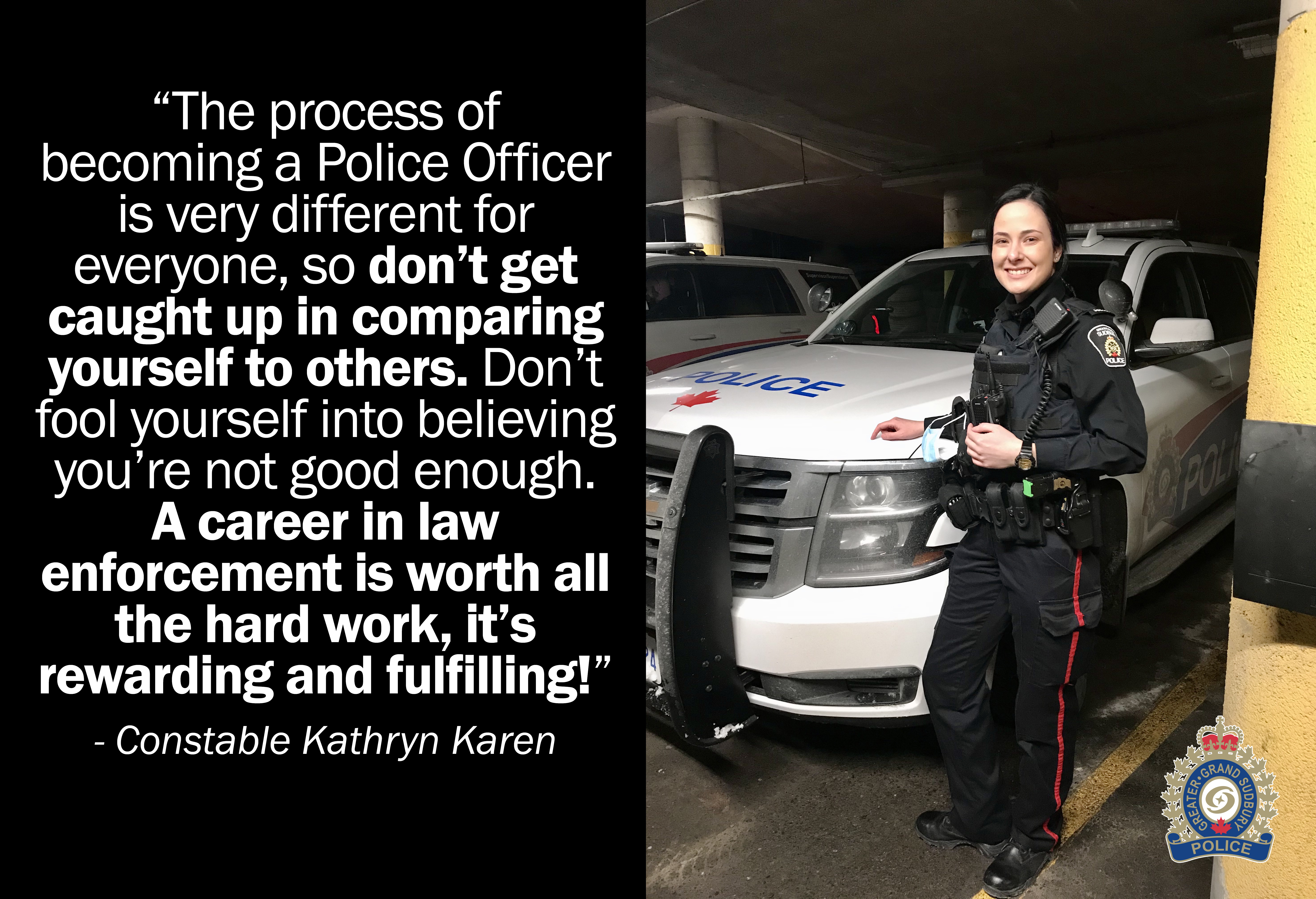 Cst. Kathryn Karen Police Officer standing beside cruiser